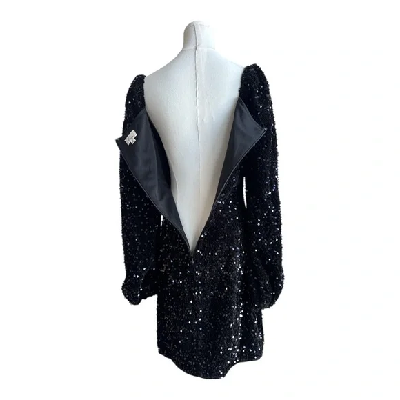 VC17 Black sequin long sleeve dress size medium - Picture 4 of 4